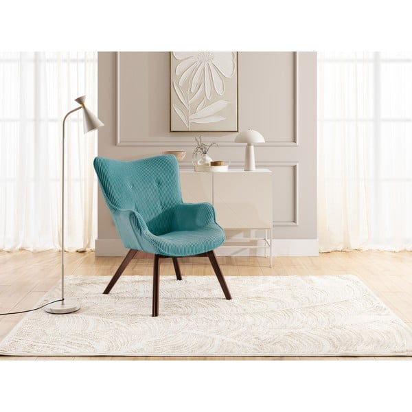 Turkizen fotelj iz rebrastega žameta Niko – Ropez-image-4