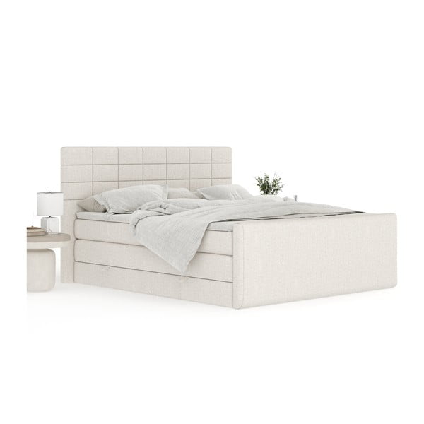 Bež boxspring postelja s prostorom za shranjevanje 140x200 cm Ava – Maison de Rêve-image-3