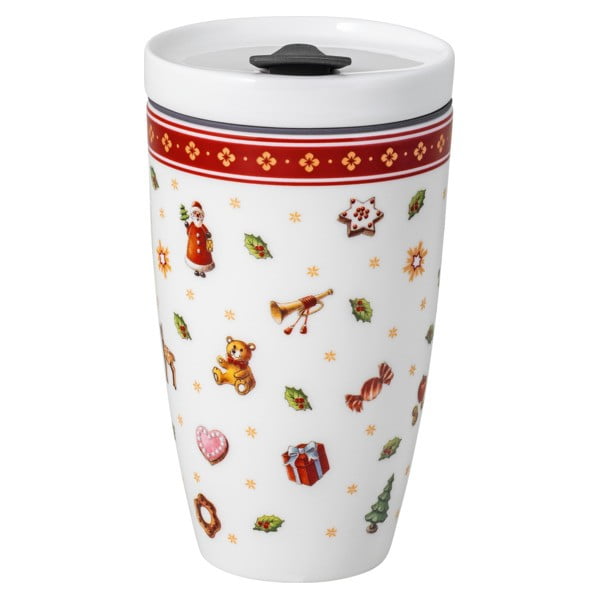 Bela porcelanasta skodelica to go z božičnim motivom Villeroy&Boch, 0,35 l