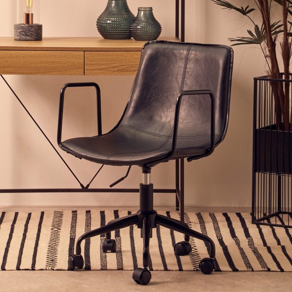 Črn pisarniški stol iz umetnega usnja Branson – Premier Housewares-image-1