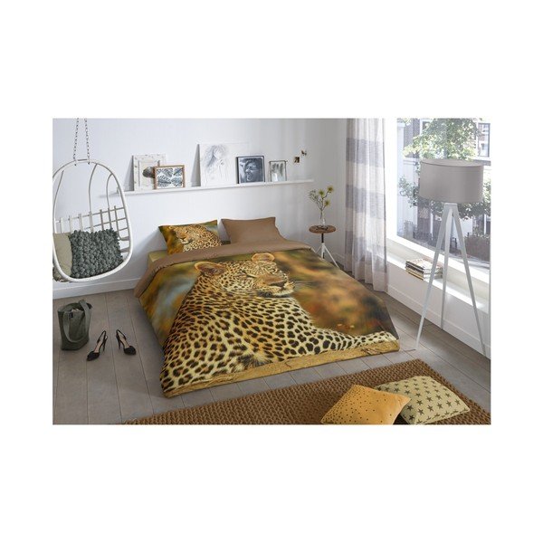 Bombažno posteljno perilo za zakonsko posteljo Dobro jutro, Leopard, 240 x 200 cm-image-1