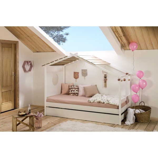 Bela otroška postelja z izvlečnim predalom Marckeric Nayah, 90 x 190 cm-image-3