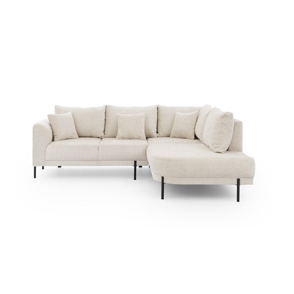 Bež kotna sedežna garnitura iz šenilje (desni kot/v obliki črke L) Mauris  – Ropez