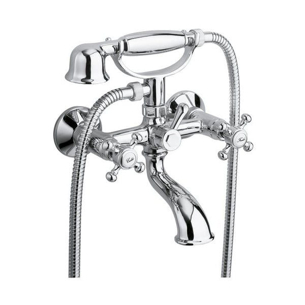 Stenska armatura za kad v sijajno srebrni barvi (2 izhoda) Antea – Sapho