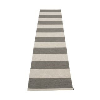 Antracitno siv/kremno bel zunanji in notranji tekač 70x300 cm Bob Charcoal Linen – Pappelina