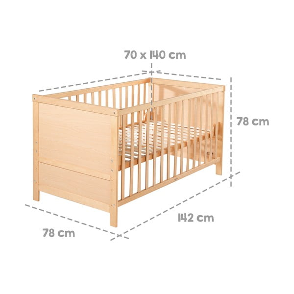 Otroška posteljica v naravni barvi 70x140 cm – Roba-image-2