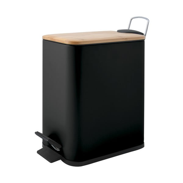 Mat črn jeklen koš za smeti s pedalom 5 l Erik – Spirella-image-3