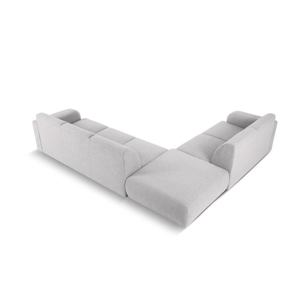 Svetlo siva kotna sedežna garnitura iz tkanine bouclé (levi kot) Molino – Micadoni Home-image-3