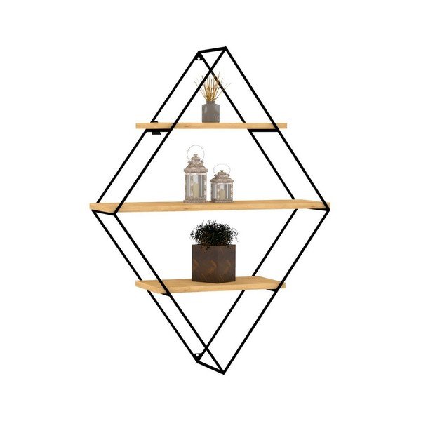 Večnadstropna polica v črni in naravni barvi Meho - Kalune Design-image-2