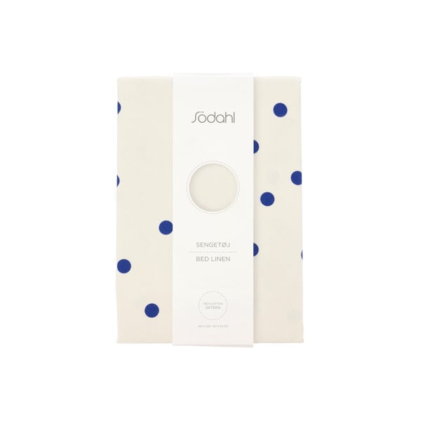 Modra/kremno bela enojna posteljnina iz bombažnega satena 140x200 cm Solaris – Södahl-image-4