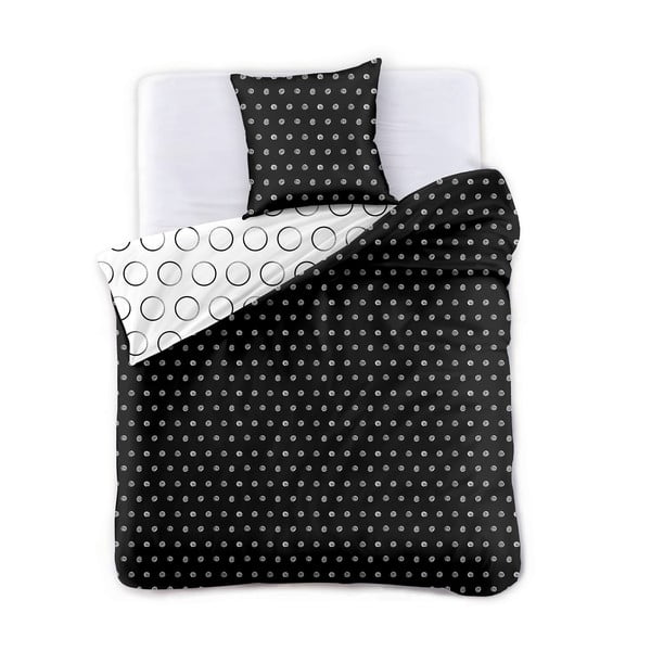 Črno-bela obojestranska posteljna rjuha iz mikrovlaken DecoKing Hypnosis Dark Night, 200 x 135 cm