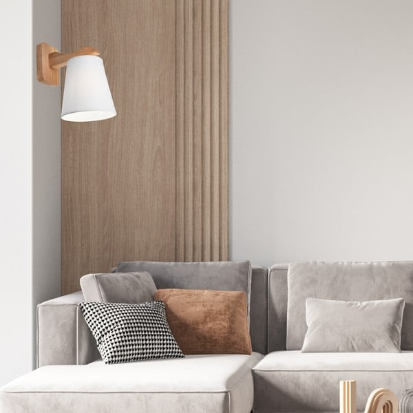 Bela/rjava stenska svetilka ø 16 cm Andreas – LAMKUR-image-1