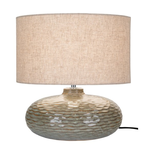 Kaki zelena keramična namizna svetilka s tekstilnim senčnikom (višina 44 cm) Oldham – House Nordic-image-3