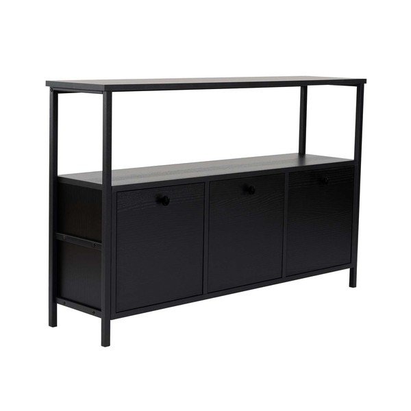 Črna stranska mizica v mat dekorju 29,5x120 cm Solace – Kalune Design-image-2