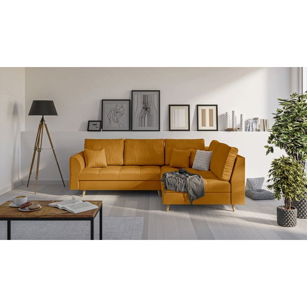 Gorčično rumena kotna sedežna garnitura (z desnim kotom) Ariella – Ropez-image-2