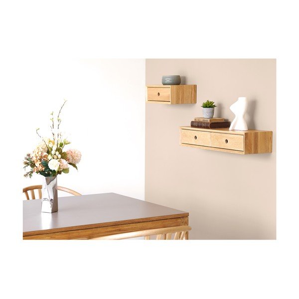 Polica iz masivnega hrasta v svetli naravni barvi 80 cm Luzern – House Nordic-image-3