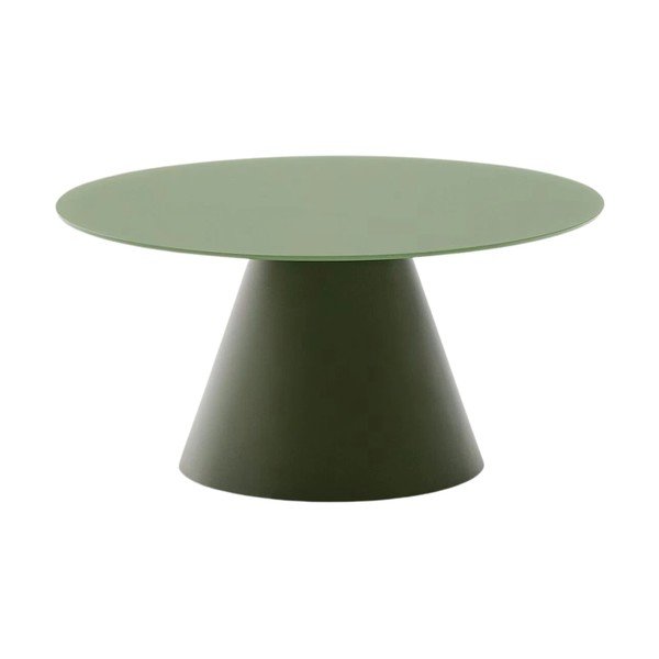 Zelena okrogla klubska mizica s stekleno mizno ploščo ø 80 cm Wilshire – Kave Home