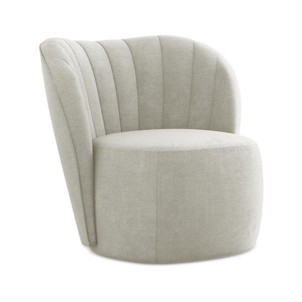 Kremno bel fotelj iz šenilje Keloa – Makamii