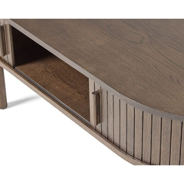 Klubska mizica v hrastovem dekorju v temni naravni barvi 60x120 cm Meta – Unique Furniture-image-4