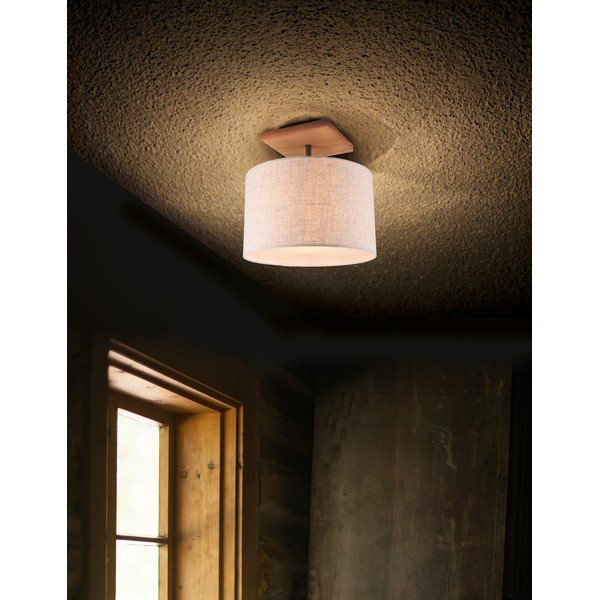 Svetlo siva stropna svetilka s tekstilnim senčilom Elmau – Trio-image-1