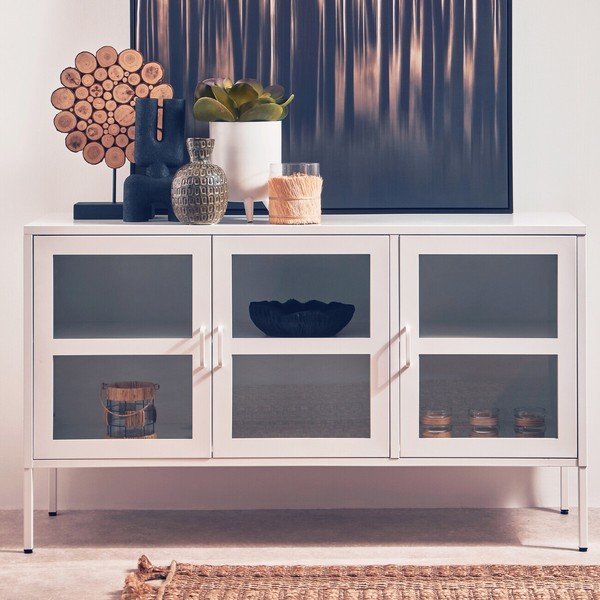 Bela jeklena vitrina 140x80x45 cm Acier – Premier Housewares-image-2