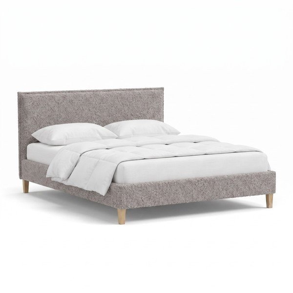 Siva oblazinjena zakonska postelja z letvenim dnom 200x200 cm Tina – Ropez