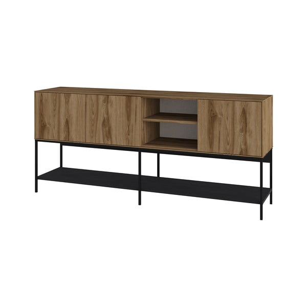 Črna/naravna komoda v hrastovem dekorju 180x80x40 cm Amira – Marckeric