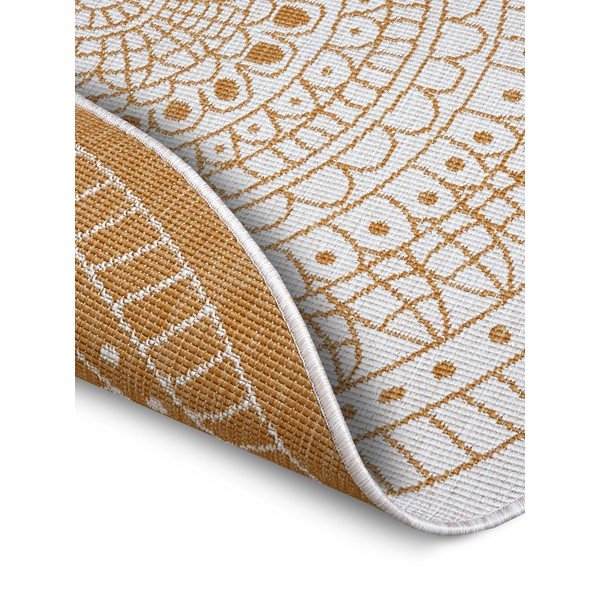 Oker/bela okrogla zunanja preproga ø 140 cm Porto – NORTHRUGS-image-2