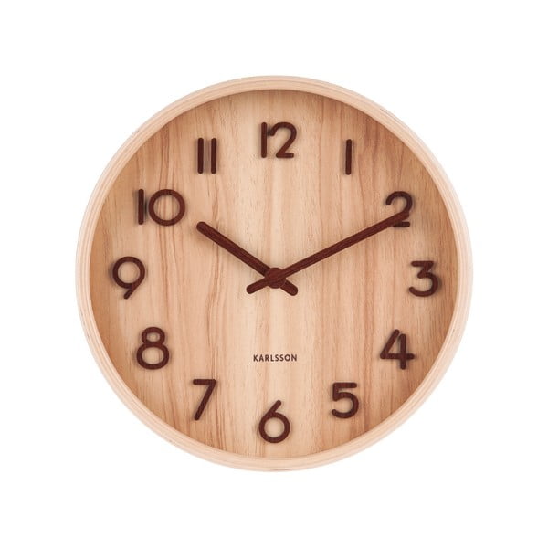 Svetlo rjava stenska ura iz lipovega lesa Karlsson Pure Small, ø 22 cm