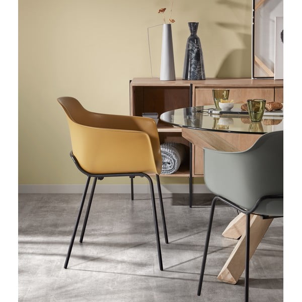 Jedilna miza iz hrastovega lesa s stekleno ploščo Kave Home Nori, ø 120 cm-image-4