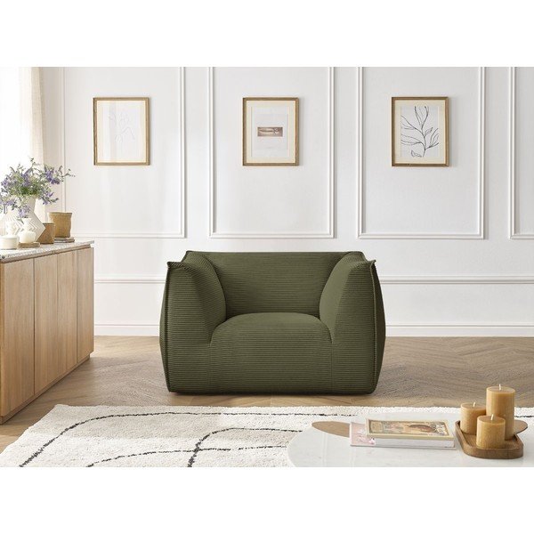 Zelen fotelj iz rebrastega žameta Giorgia – Bobochic Paris-image-4