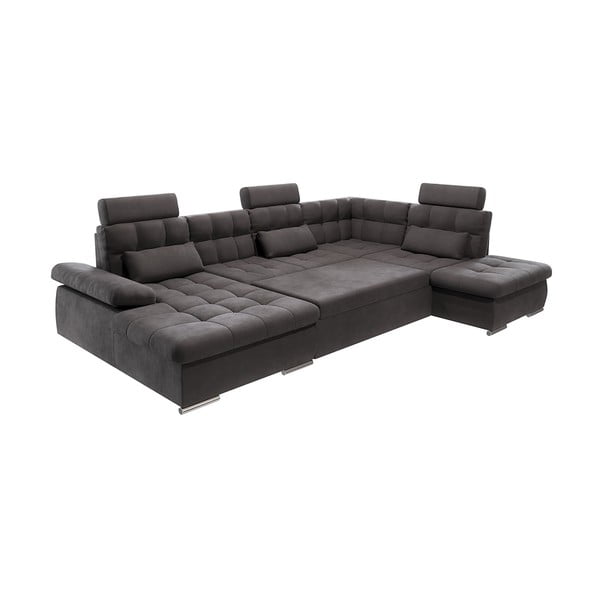 Antracitno siva raztegljiva kotna sedežna garnitura s prostorom za shranjevanje (desni kot/v obliki črke "U") Merkur – Ropez-image-2