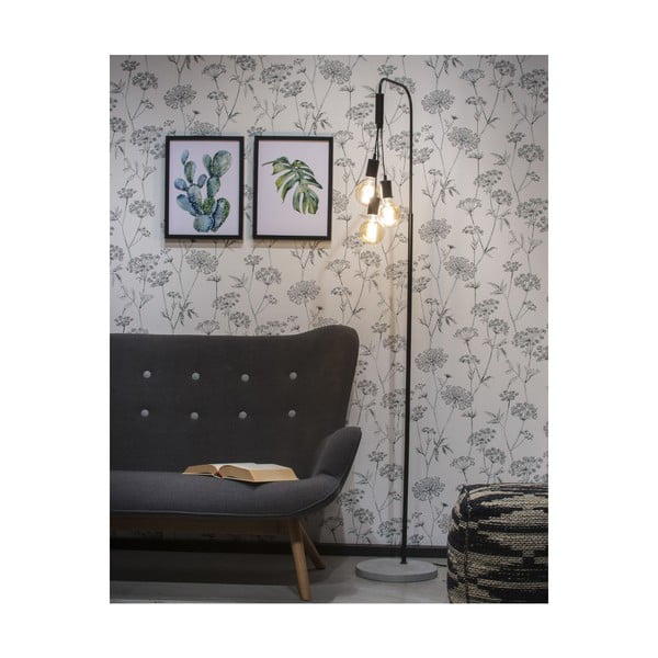 Črna/siva stoječa svetilka s kovinskim senčnikom (višina 190 cm) Oslo – it's about RoMi-image-1