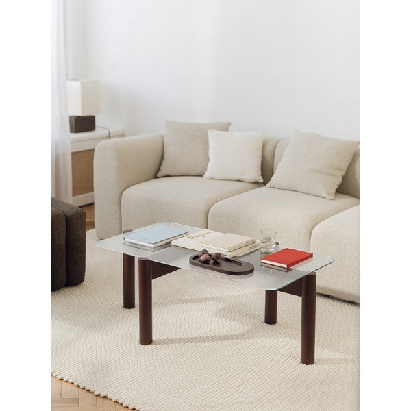 Bordo rdeča klubska mizica s stekleno mizno ploščo 55x105 cm Kob – noo.ma-image-1