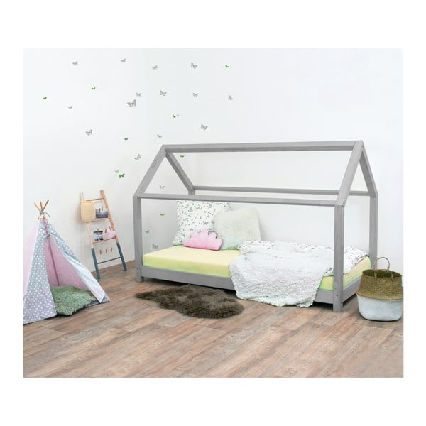 Benlemi Tery siva otroška postelja brez stranic iz smrekovega lesa, 70 x 160 cm
