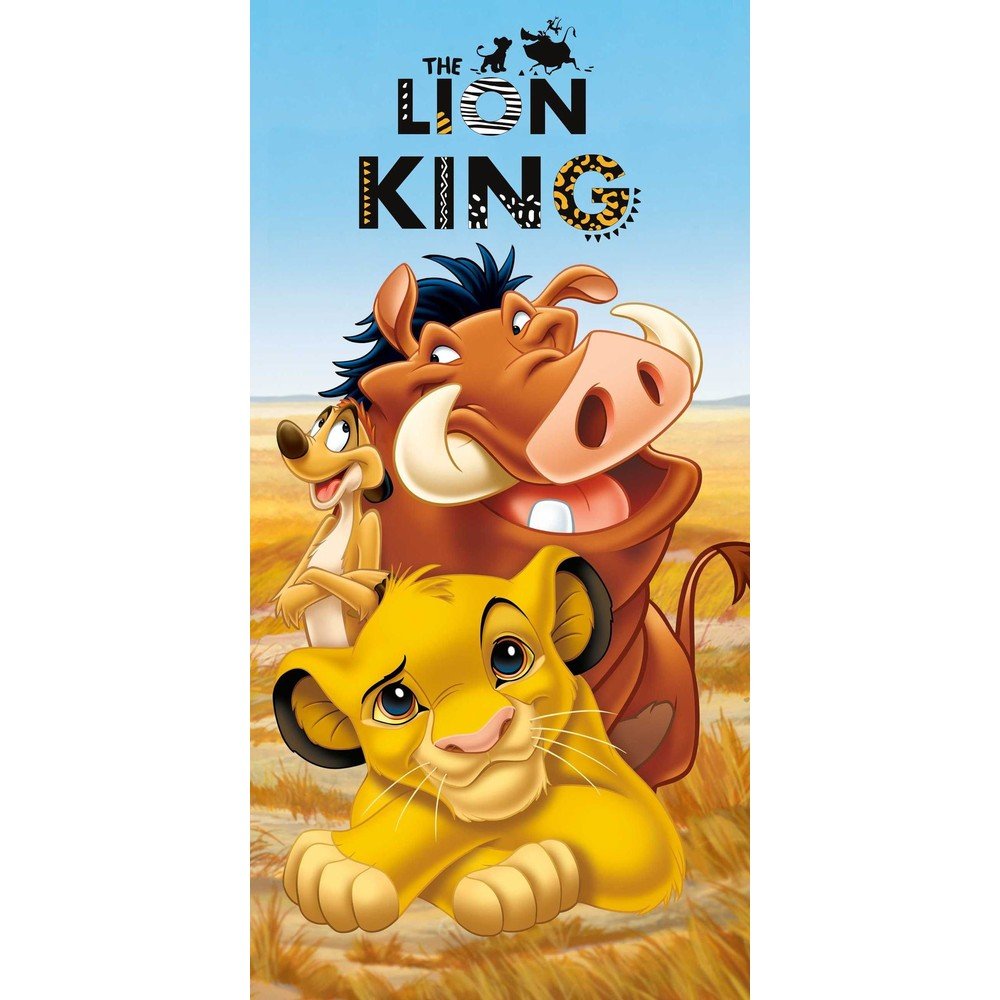 Modro-rjava bombažna otroška brisača 70x140 cm Lion King