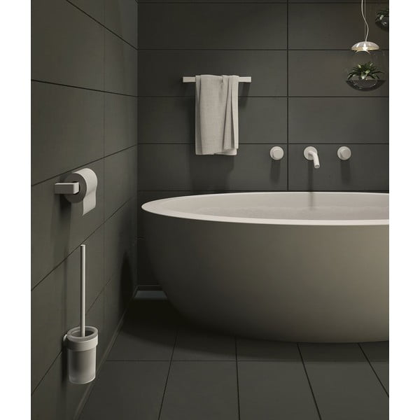 Bela steklena stenska WC ščetka Gedy Pirenei – Sapho-image-1