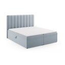 Svetlo modra boxspring postelja s prostorom za shranjevanje 180x200 cm Gina – Milo Casa