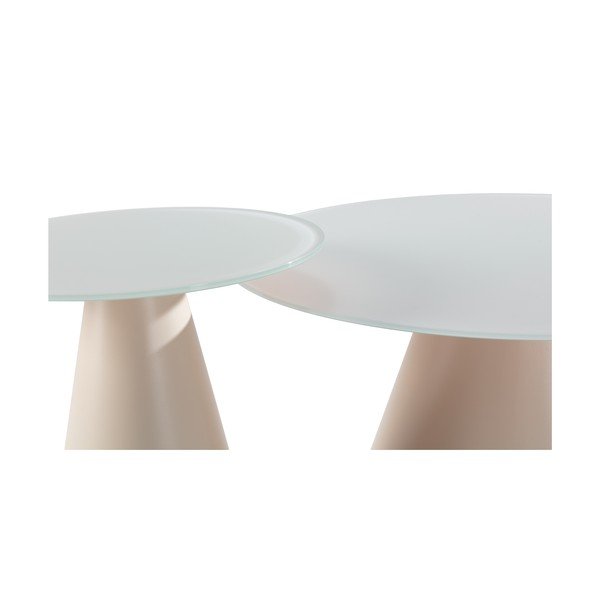 Kremno bele okrogle mizice v kompletu 2 ks s stekleno mizno ploščo ø 80 cm Vida – MOME-image-2