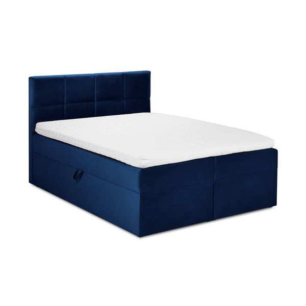 Modra žametna zakonska postelja Mazzini Beds Mimicry, 200 x 200 cm