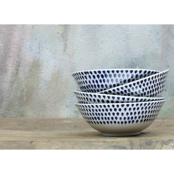 Modro-bela keramična skleda Nkuku Indigo Drop, ø 17 cm-image-1