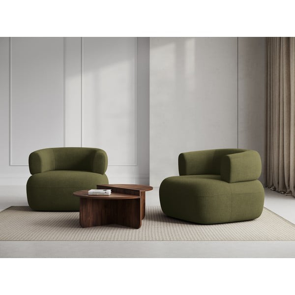 Zelen fotelj iz tkanine bouclé Jenny – Micadoni Home-image-1