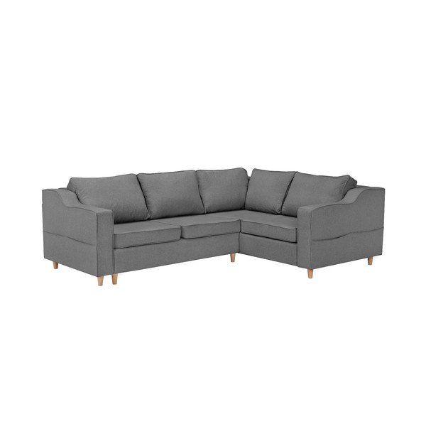 Mazzini Sofas Jonquille, štirisedežna raztegljiva sedežna garnitura, siva, desni kot