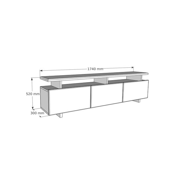 TV omarica iz borovega lesa 174x52 cm Natural - Kalune Design-image-4