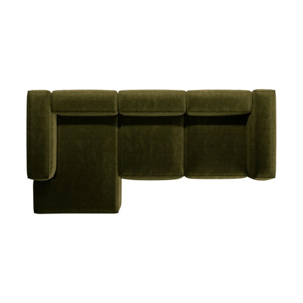 Zelena kotna sedežna garnitura iz rebrastega žameta (levi kot/z ležalnikom) Bergamo – Cosmopolitan Design-image-3