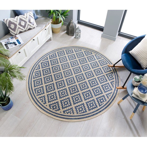 Modro-bež okrogla zunanja preproga ø 160 cm Moretti - Flair Rugs-image-2