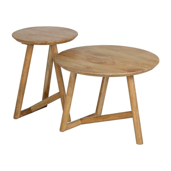 Okrogla klubska mizica iz masivnega manga v naravni barvi ø 60 cm Mao – Ixia-image-2