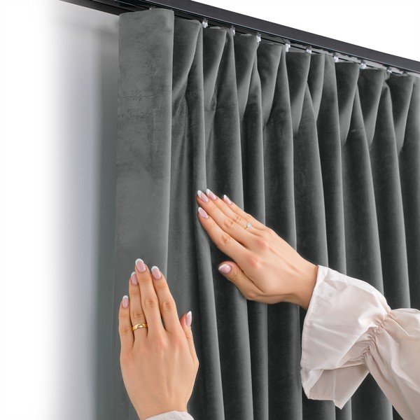 Temno siva žametna zavesa za delno zatemnitev 200x270 cm Velto – Filumi-image-3