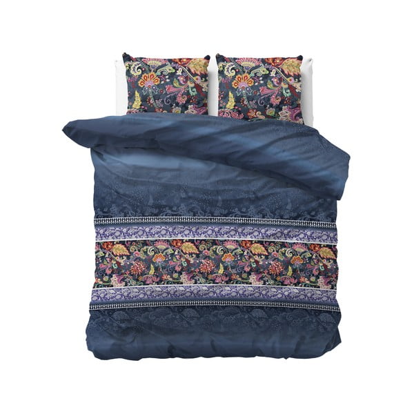 Modra posteljnina za zakonsko posteljo Sleeptime Paisley, 200 x 220 cm