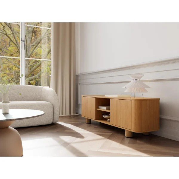 TV omarica v hrastovem dekorju v naravni barvi 160x50x40 cm Atmore – Actona-image-2